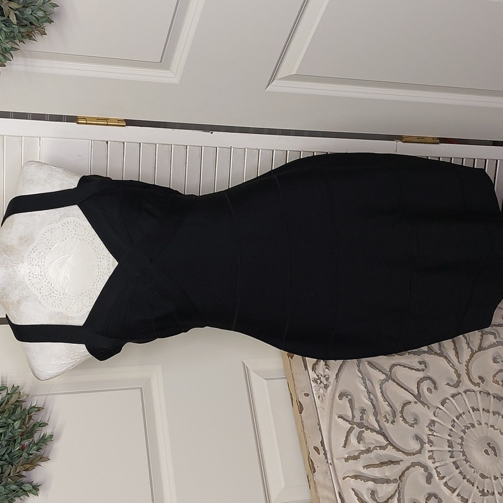 Alex & Eve Black Bodycon Bandage Dress Size 10 - Picture 3 of 10